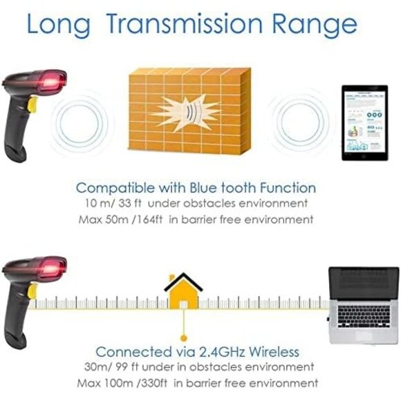 NETUM 2D Barcode Scanner, Compatible with 2.4G Wireless & Bluetooth SCANNER ONLY - Picture 3 of 4
